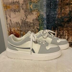 Women's Gray and White Sneakers